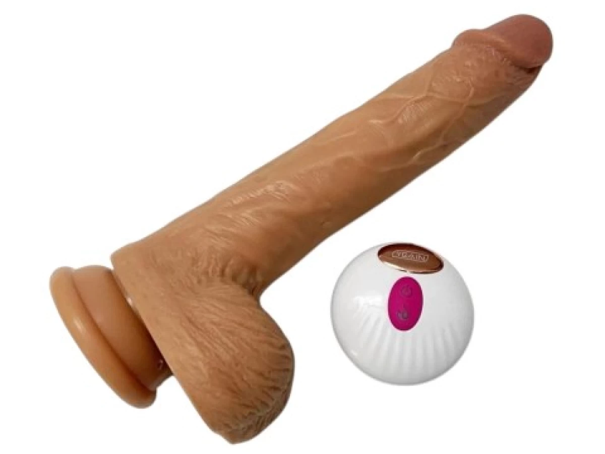 Dương vật giả có đế Real Dildo rung, thụt, phát nhiệt điều khiển từ xa