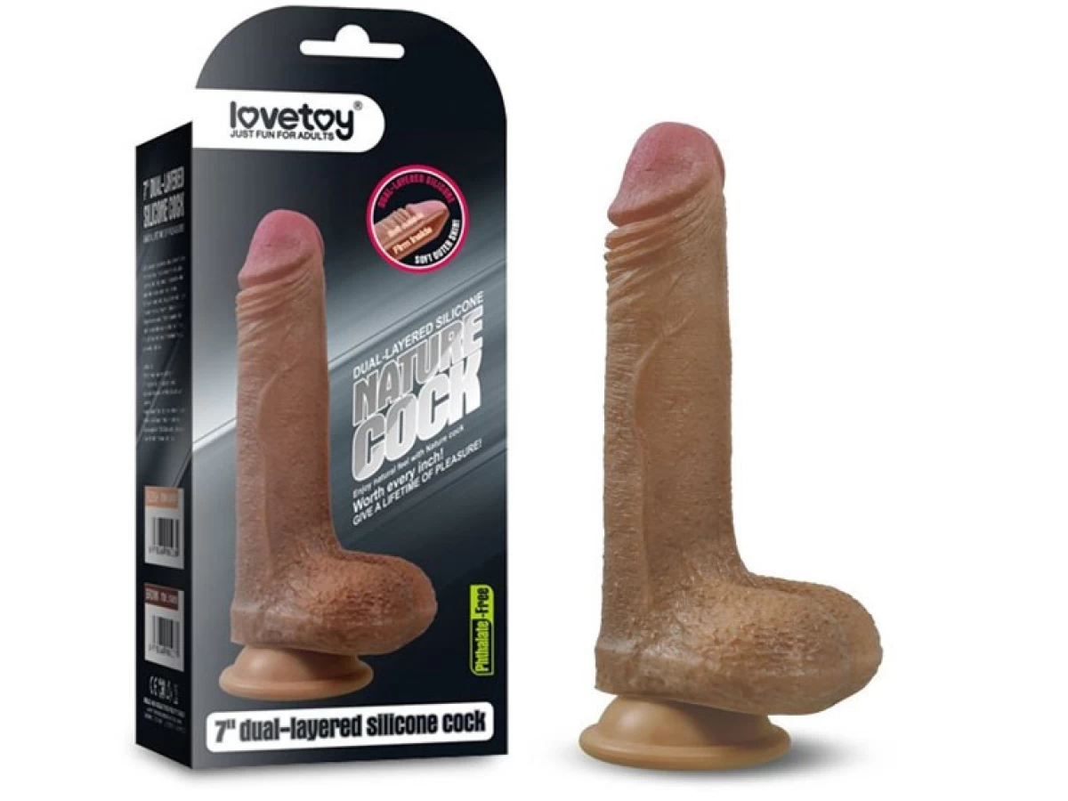Dương vật giả có đế Lovetoy 7 inch da nâu siêu mềm